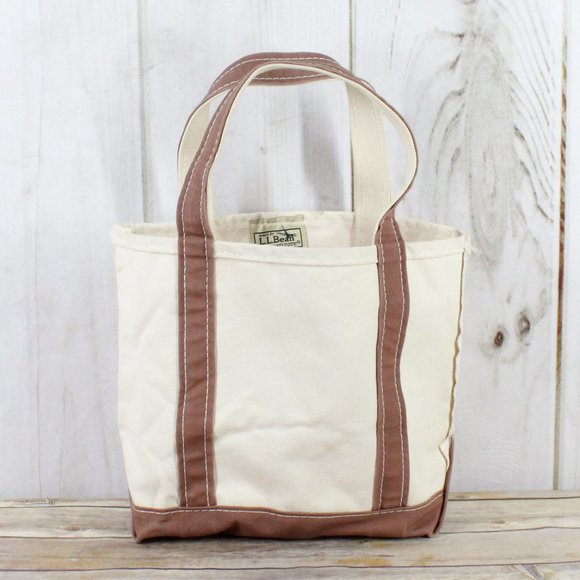 L.L. Bean Handbags - LL BEAN Boat & Tote Brown Tan Canvas Tote Handbag